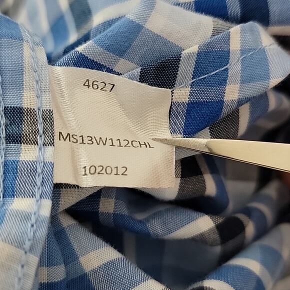 Peter Millar Hidden Button-Down Long-Sleeve Blue Plaid Dress Shirt XL - Picture 15 of 15